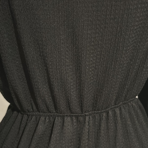 Solid Black Boho Square Neck Long Sleeve Flounce Maxi Dress - Picture 5 of 16